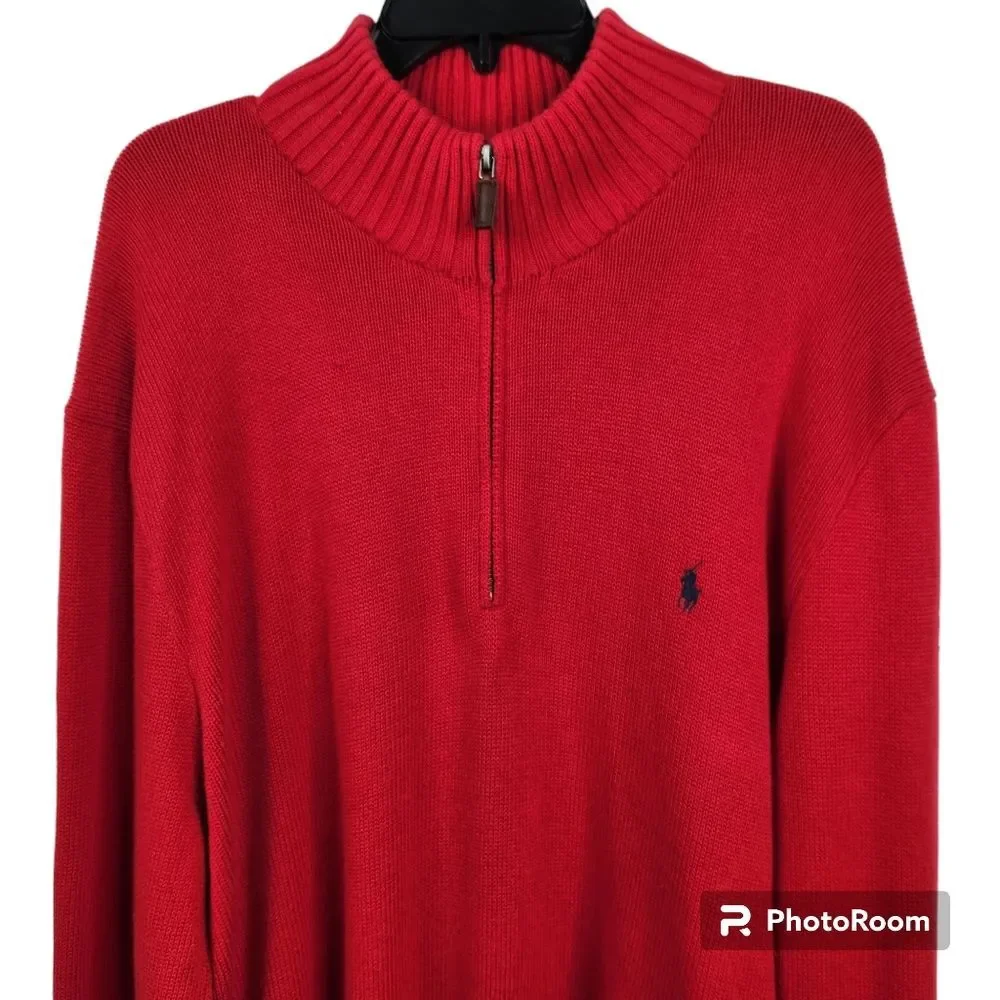 Polo by Ralph Lauren Mens Long Sleeve 1/4 Zip Mock Neck Pullover Size XXL